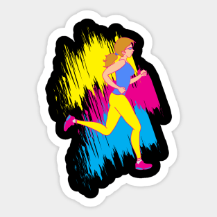 Colorful Woman Runner - Running gift Sticker